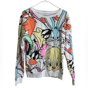 Looney Tunes Sweatshirt Size Medium Vintage Bugs Bunny Tweety Bird Daffy Duck